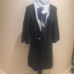 Elite Tahari Steel Blue  100% Alpaca Knit Coat XS